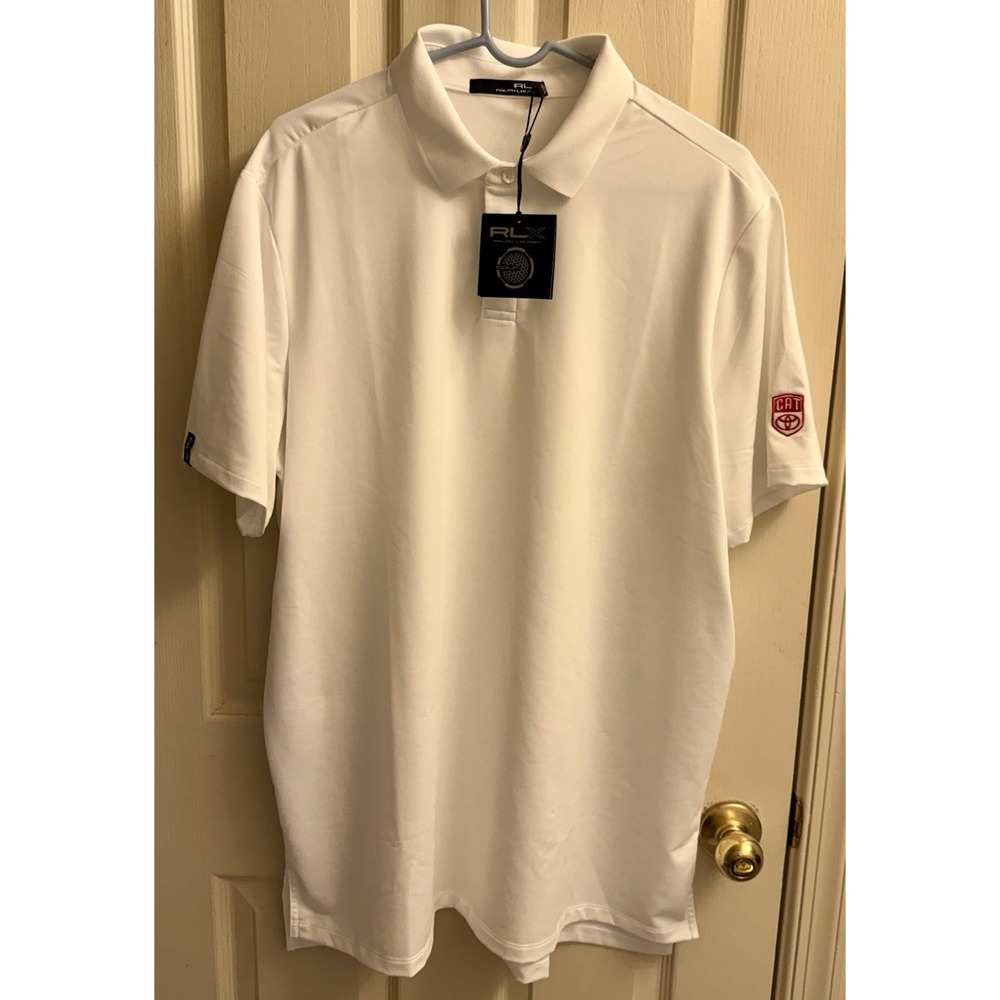 Ralph Lauren RLX Golf Men's Performance Polo Shirt XL White CAT‎ Toyota New